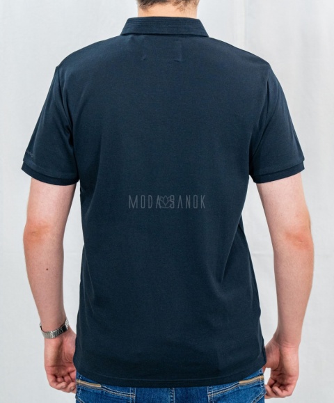 Klasyczna granatowa męska koszulka polo O-VOLVI VOLCANO - MODA SANOK