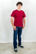 Bordowa klasyczna koszulka męska TDS - MODA SANOK