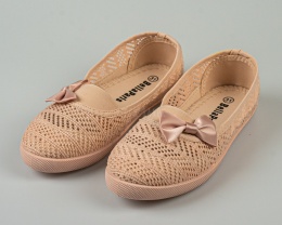 Różowe ażurowe tenisówki wsuwane dziewczęce ozdobione kokardką BELLA PARIS - MODA SANOK