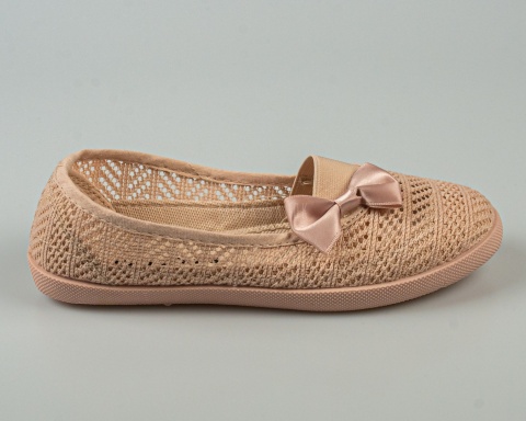 Różowe ażurowe tenisówki wsuwane dziewczęce ozdobione kokardką BELLA PARIS - MODA SANOK