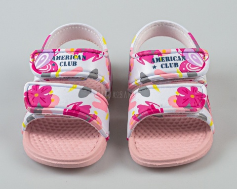 Różowe piankowe sandały dziecięce na rzep lekkie wygodne AMERICAN CLUB - MODA SANOK