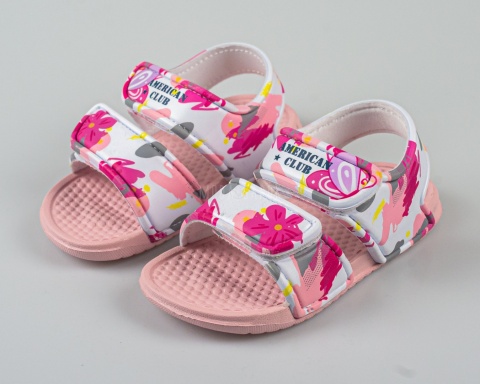 Różowe piankowe sandały dziecięce na rzep lekkie wygodne AMERICAN CLUB - MODA SANOK