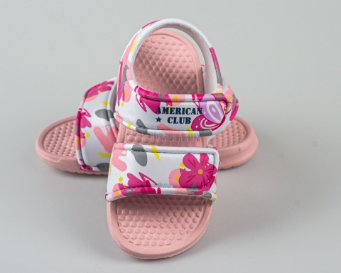 Różowe piankowe sandały dziecięce na rzep lekkie wygodne AMERICAN CLUB - MODA SANOK
