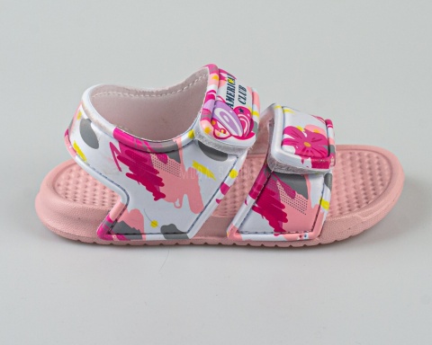 Różowe piankowe sandały dziecięce na rzep lekkie wygodne AMERICAN CLUB - MODA SANOK