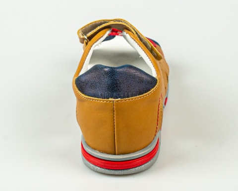 Sandały chłopięce camel z granatowo-czerwonymi akcentami KORNECKI-MODA SANOK