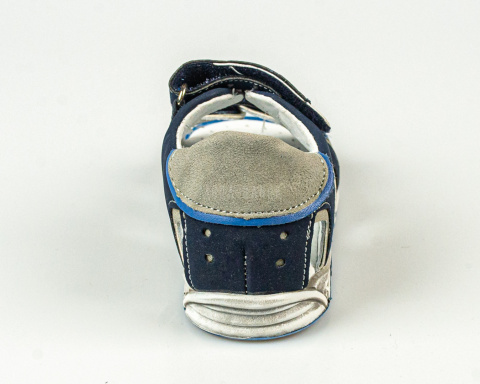 Sandały chłopięce granatowe z niebieskimi i szarymi wstawkami zapinane na rzepy KORNECKI - MODA SANOK