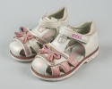 Sandały dla dziewczynki zabudowane srebrno-różowe z kokardką GETO - MODA SANOK