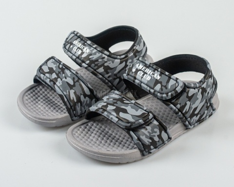 Sandały dziecięce piankowe moro szare na rzepy lekkie wygodne AMERICAN CLUB - MODO SANOK