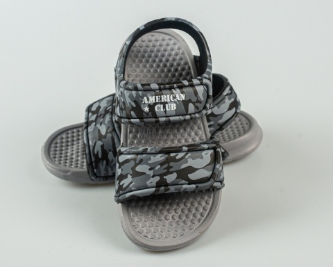 Sandały dziecięce piankowe moro szare na rzepy lekkie wygodne AMERICAN CLUB - MODO SANOK