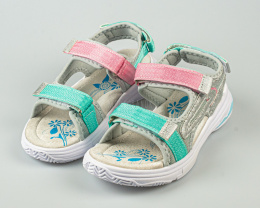 Sandały dziecięce sportowe srebrno- różowe lekkie wygodne na rzepy BADOXX-MODA SANOK