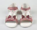 Sandały dziewczęce pudrowy róż ozdobione kokardką zapinane na rzep KORNECKI-MODA SANOK