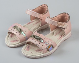 Sandały dziewczęce różowe z zabudowaną piętą BADOXX - MODA SANOK