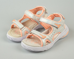 Sandały dziewczęce szaro-różowe sportowe lekkie wygodne na rzepy BADOXX-MODA SANOK