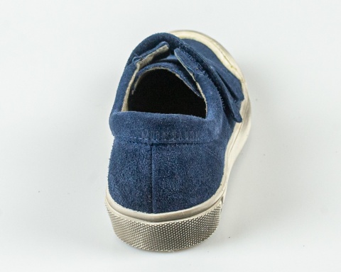Skórzane półbuty chłopięce granatowe na rzepy KORNECKI - MODA SANOK