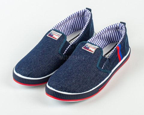 Tenisówki chłopięce wsuwane granatowe lekkie BADOXX - MODA SANOK