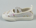 Tenisówki dziecięce białe wsuwane z gumeczkami ozdobione cekinkami - MODA SANOK