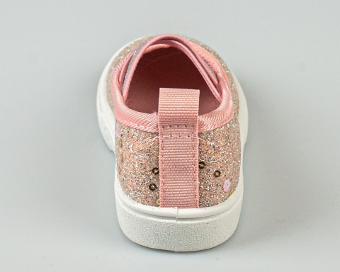 Tenisówki dziecięce różowe wsuwane z gumeczkami ozdobione cekinkami - MODA SANOK