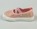 Tenisówki dziecięce różowe wsuwane z gumeczkami ozdobione cekinkami - MODA SANOK