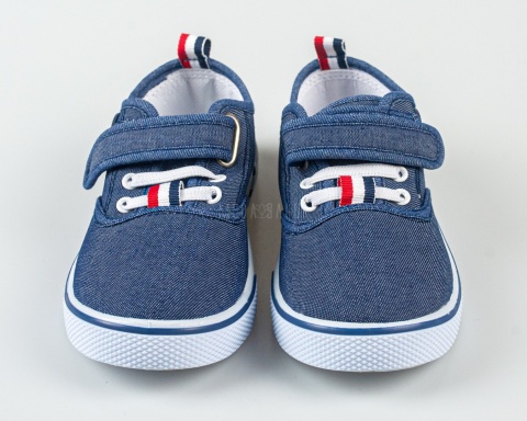 Trampki chłopięce na rzep granatowe aplikacja piłki z boku MOUNTAIN - MODA SANOK