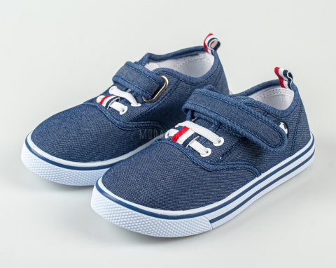 Trampki chłopięce na rzep granatowe aplikacja piłki z boku MOUNTAIN - MODA SANOK