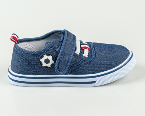 Trampki chłopięce na rzep granatowe aplikacja piłki z boku MOUNTAIN - MODA SANOK