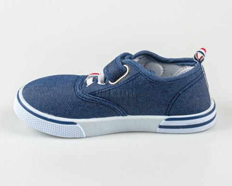 Trampki chłopięce na rzep granatowe aplikacja piłki z boku MOUNTAIN - MODA SANOK