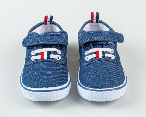 Trampki chłopięce na rzep niebieskie aplikacja piłki z boku MOUNTAIN - MODA SANOK