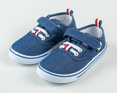 Trampki chłopięce na rzep niebieskie aplikacja piłki z boku MOUNTAIN - MODA SANOK