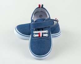 Trampki chłopięce na rzep niebieskie aplikacja piłki z boku MOUNTAIN - MODA SANOK