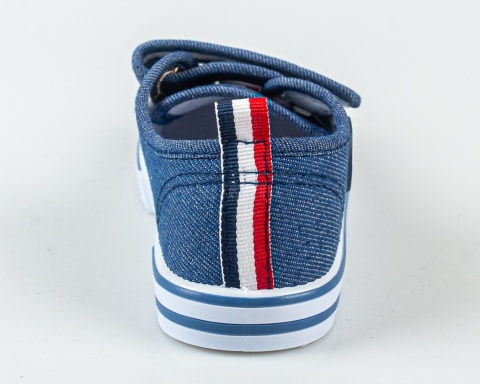 Trampki chłopięce na rzep niebieskie aplikacja piłki z boku MOUNTAIN - MODA SANOK