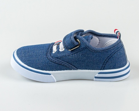 Trampki chłopięce na rzep niebieskie aplikacja piłki z boku MOUNTAIN - MODA SANOK