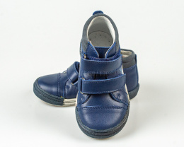 Trzewiki chłopięce ciemny granat skórzane zapinane na rzepy KORNECKI - MODA SANOK