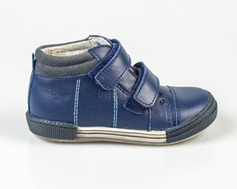 Trzewiki chłopięce ciemny granat skórzane zapinane na rzepy KORNECKI - MODA SANOK