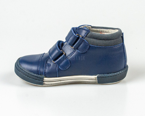 Trzewiki chłopięce ciemny granat skórzane zapinane na rzepy KORNECKI - MODA SANOK