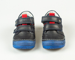 Trzewiki chłopięce skórzane granat zapinane na rzepy KORNECKI - MODA SANOK