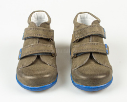 Trzewiki chłopięce skórzane szare zapinane na rzepy KORNECKI - MODA SANOK