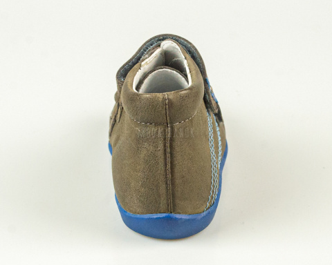 Trzewiki chłopięce skórzane szare zapinane na rzepy KORNECKI - MODA SANOK