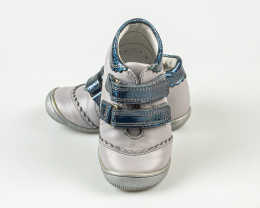 Trzewiki dziewczęce jasna popiel skórzane zapinane na rzepy KORNECKI - MODA SANOK