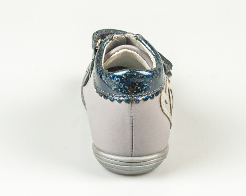 Trzewiki dziewczęce jasna popiel skórzane zapinane na rzepy KORNECKI - MODA SANOK