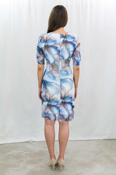 Wizytowa sukienka kopertowa midi niebieska TRYNITE - MODA SANOK