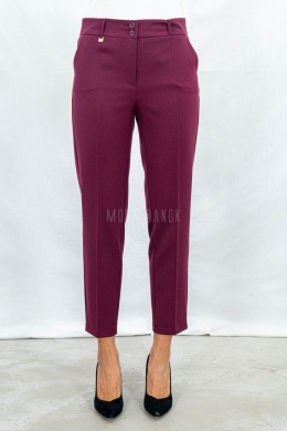 Eleganckie klasyczne zwężane spodnie damskie 7/8 MTM w kolorze bordowym - MODA SANOK