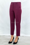 Eleganckie klasyczne zwężane spodnie damskie 7/8 MTM w kolorze bordowym - MODA SANOK