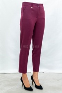 Eleganckie klasyczne zwężane spodnie damskie 7/8 MTM w kolorze bordowym - MODA SANOK