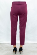 Eleganckie klasyczne zwężane spodnie damskie 7/8 MTM w kolorze bordowym - MODA SANOK