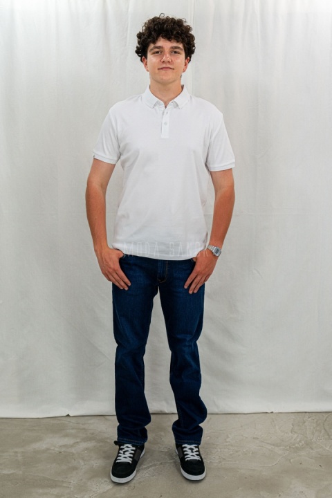 Klasyczna biała męska koszulka polo O-VOLVI VOLCANO - MODA SANOK