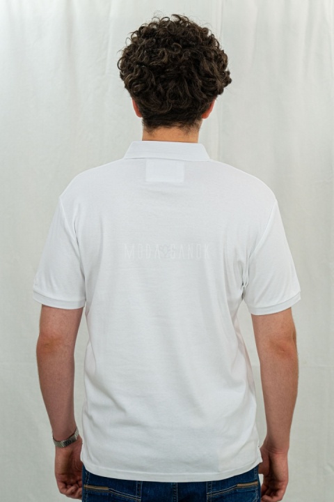 Klasyczna biała męska koszulka polo O-VOLVI VOLCANO - MODA SANOK