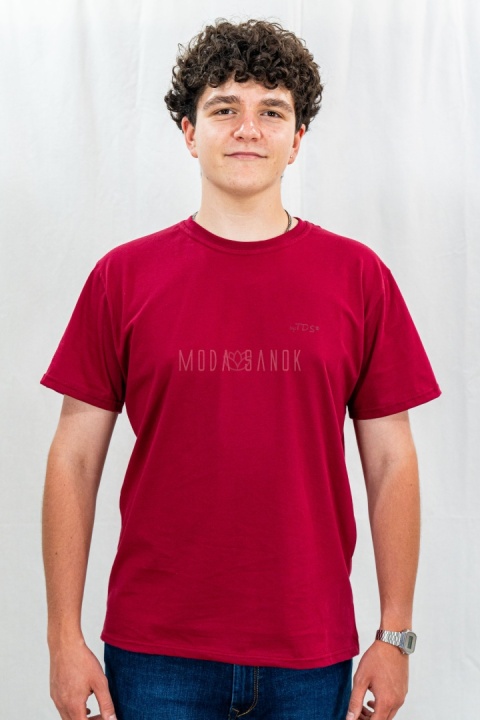 Bordowa klasyczna koszulka męska TDS - MODA SANOK