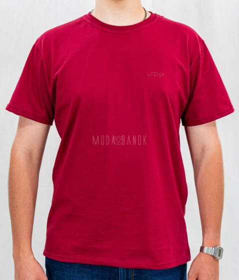 Bordowa klasyczna koszulka męska TDS - MODA SANOK