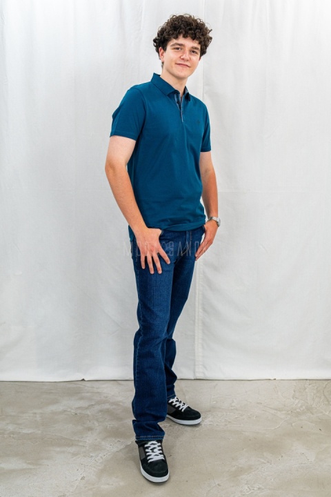 Turkusowa męska koszulka polo O-NIKOS VOLCANO - MODA SANOK