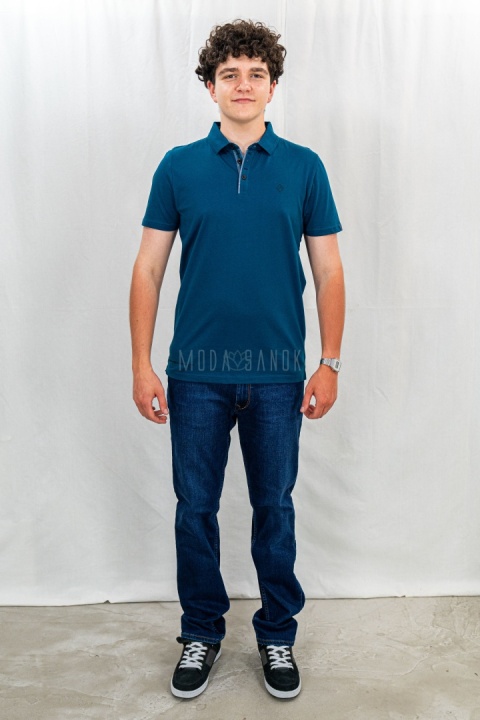 Turkusowa męska koszulka polo O-NIKOS VOLCANO - MODA SANOK